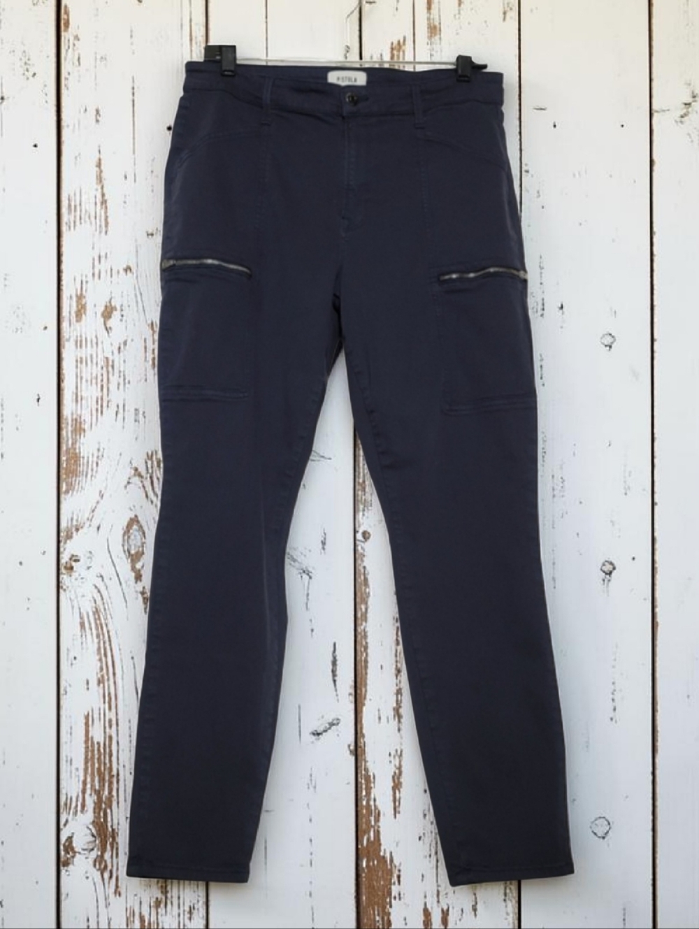 Pistola Hannah Zipper Cargo Utility Skinny Pants Navy Blue Size 31 EUC
